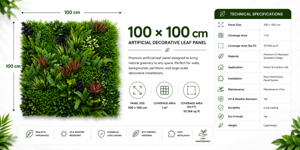 Premium Vertical Garden (Green Wall) 100x100 specification