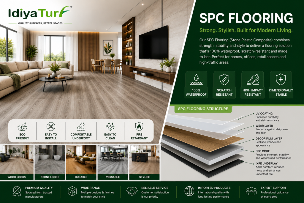 Premium SPC flooring sports and landscapes